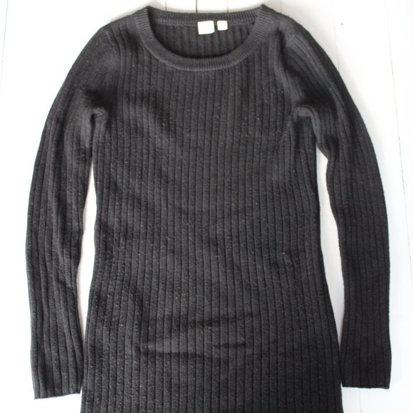 Black Long Sleeve Knit Sweater Mini Dress From Gap - Picture 1 of 6